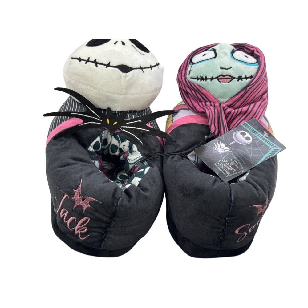 Disney The Nightmare Before Christmas Jack & Sally Plush Slippers 7/8M - Picture 5 of 10